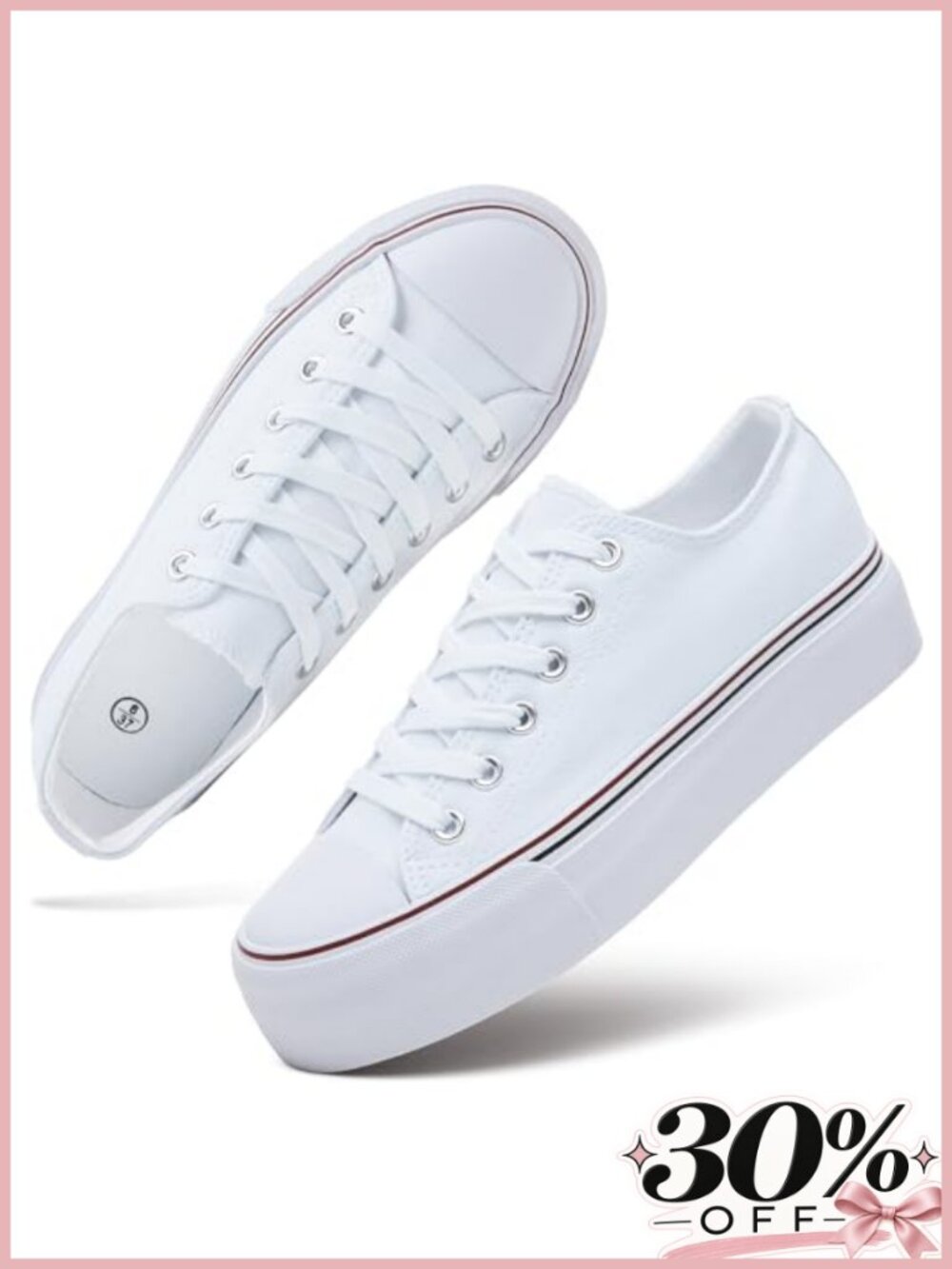 Platform Canvas Sneakers Lace-Up Tennis Shoes Comfortable